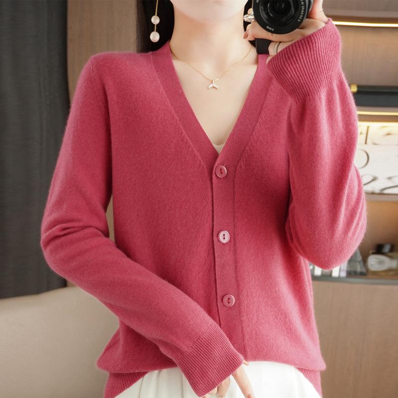Autumn V-neck Sweater Cardigan Loose Bottoming Sweater Knitted Cardigan Female Solid Color Short Paragraph Outwear