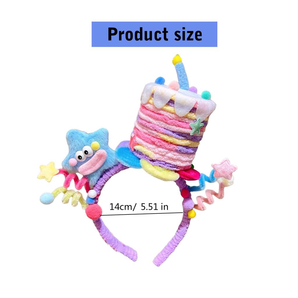 Party Star Purple Cake Hair Decoration Headpieces Adjustable Twisted Bar Birthday Headband for Women and Girls