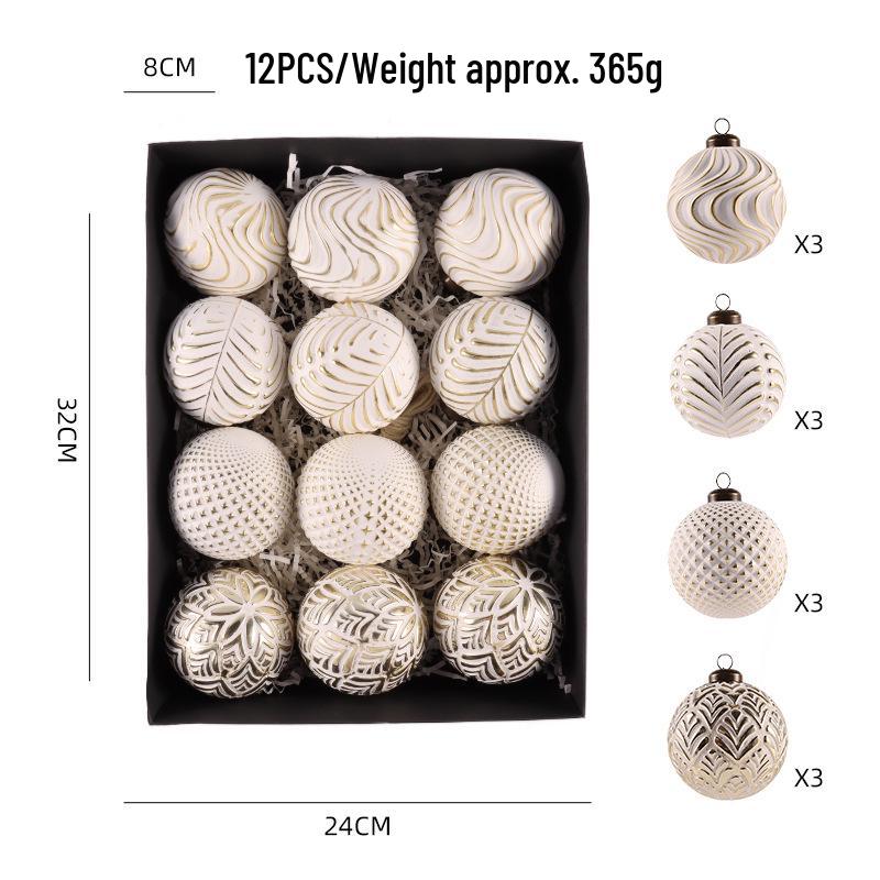 Retro 8cm Christmas Ball Set: 12 Decorative Ornaments for Festive Scenes and Tree Decoration