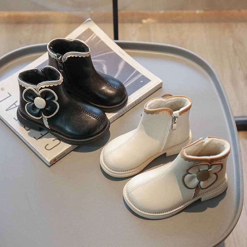 Girls' Velvet Cotton Boots Autumn and Winter Children's Warm Short Boots Girls Boots