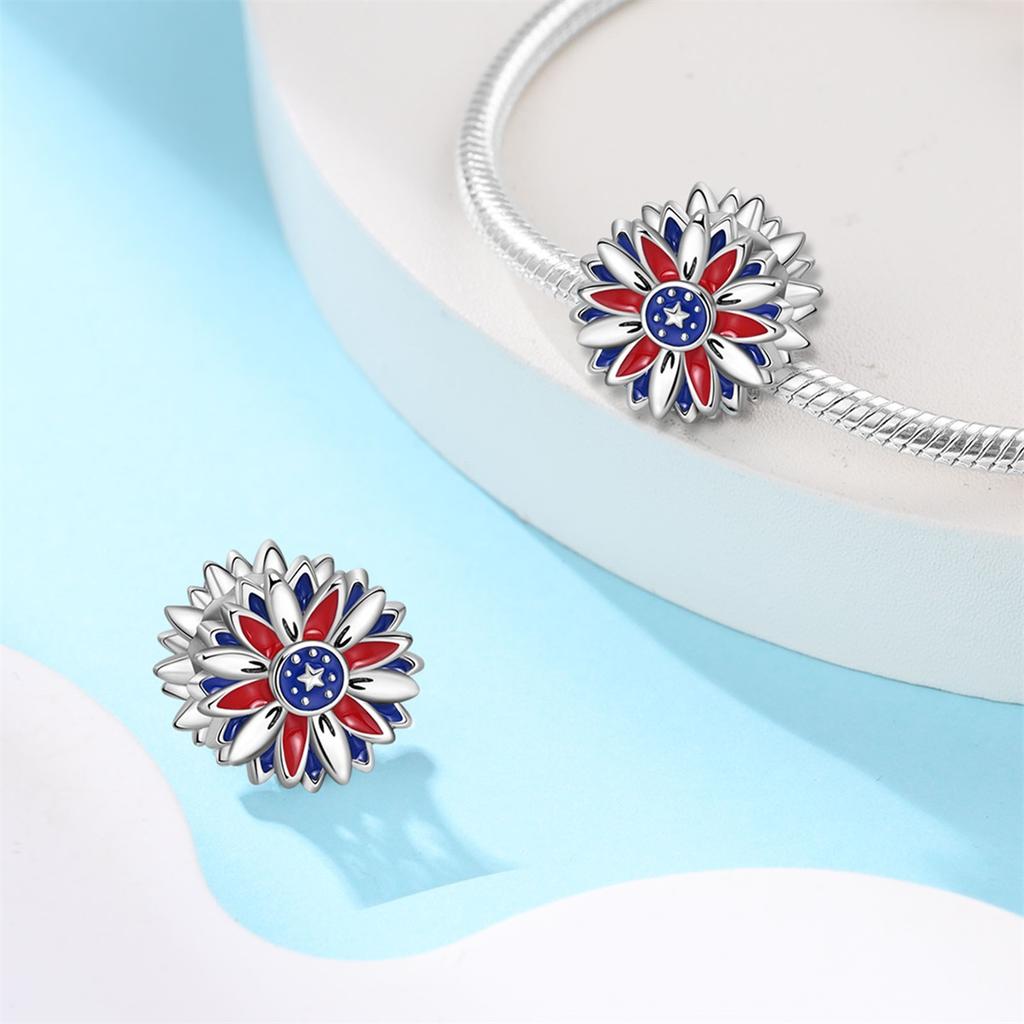 Charms Original Copper Patriotism Sunflower Beads Fit Bracelet Diy Fine Gift Women Delicate Jewelry Accessory