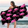 Pink Flamingo 2D Digital Single-Sided Print Towel, Ultra-Fine Fiber Absorbent for Seaside Summer