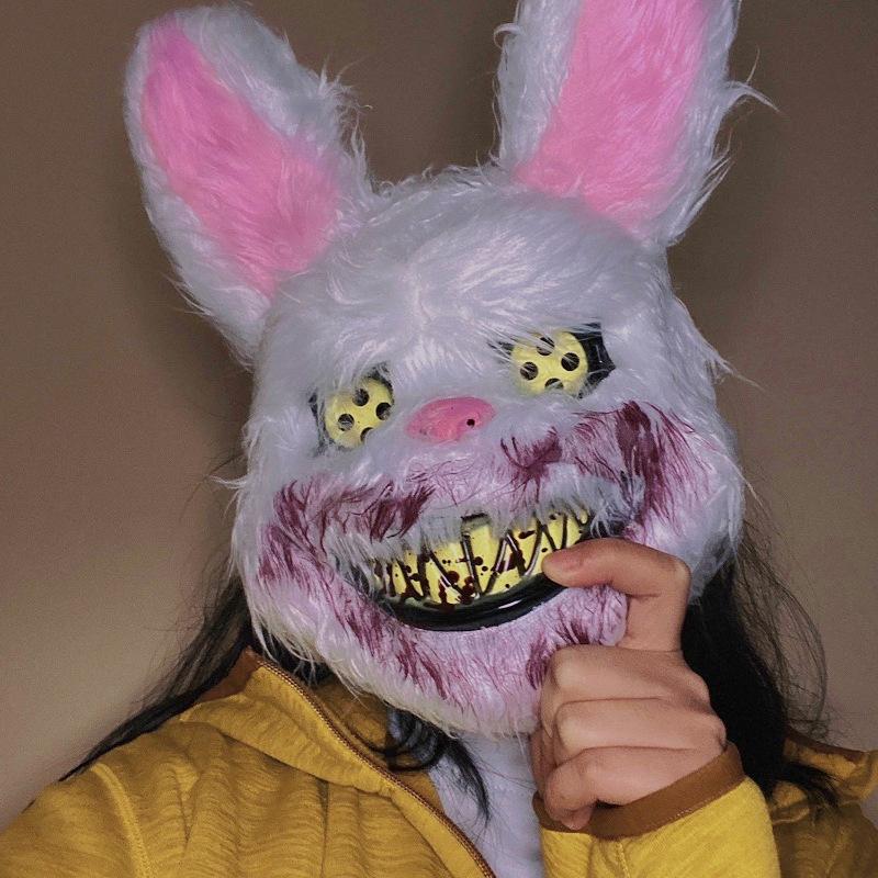 Masque De Lapin Diabolique D'Halloween En Peluche Pour Adulte