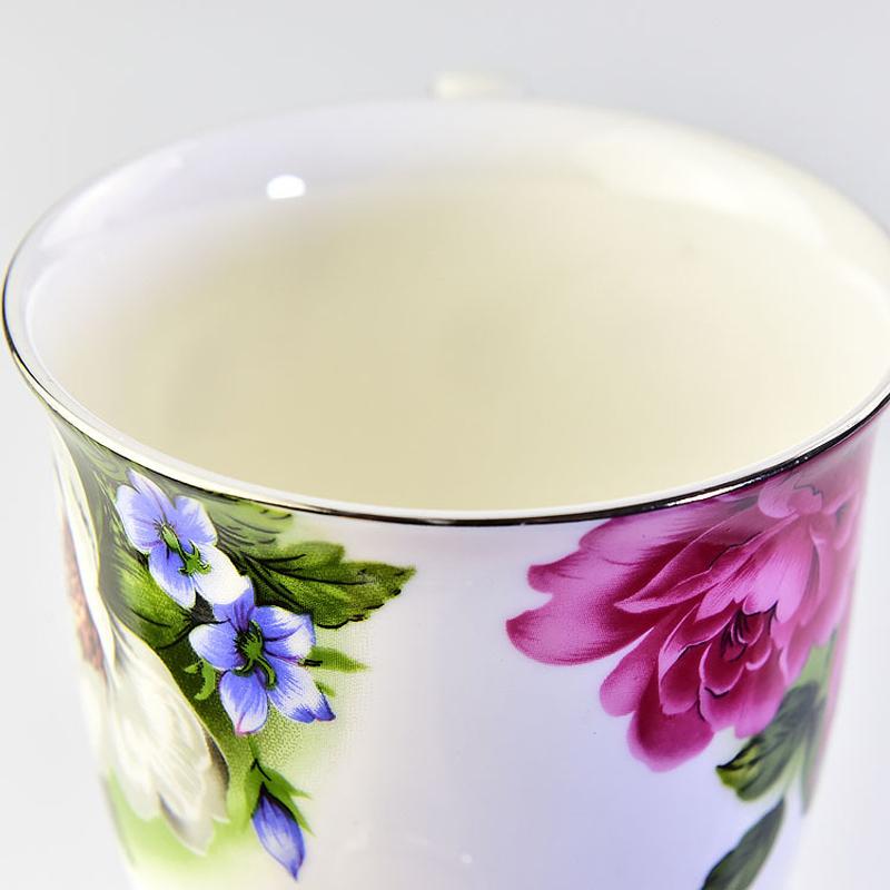 Creative European British Style Fine Bone China Royal Roses  Plated  Gold Tall Coffee Mug  Ceramic Tea cup