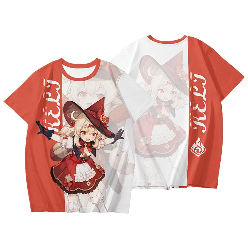 Popular Game Genshin Impact Cosplay T-shirt 3D Klee Print Cartoon T Shirt Fashion Short Sleeve Crew Neck Y2k Top Summer Clothing