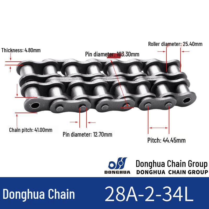 Donghua Industrial Transmission Chain: Single/Double Roller, Manganese Steel, Large Pitch Precision Roller Chain.