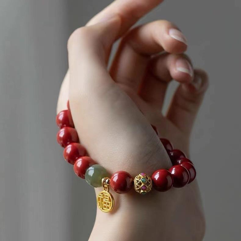 Natürliches lila Goldsand- und Hetian-Jade-Armband für Paare, mit einem Zirkonia-Glücksbringer, beliebter Online-Stil Partnerarmband