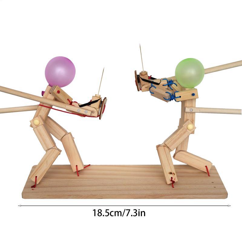 

Ручные куклы Человек из воздушных шаров Битва 2 игрока Ручной работы Деревянные куклы для фехтования Воздушный шар Захватывающие настольные игры Включает 100 воздушных шаров Для бежевый