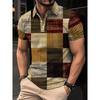 Mens Oversized Retro American Style Polo Shirt With 3D Digital Print Pique Cotton Breathable Comfortable Casual Wear