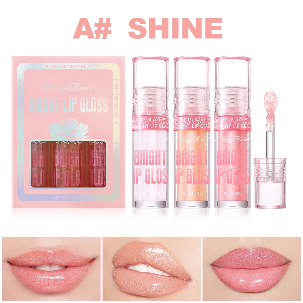 

Набор из 3 блесков для губ Dragon Ranee с перламутровым мерцанием и большим аппликатором-кистью, глянцевый зеркальный финиш A