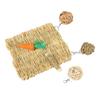 Hamster Chew Toy Set Relieve Boredom Teeth Grinding Rabbit Grass Mat Ball Chewing Toy for Guinea Pig Parrot