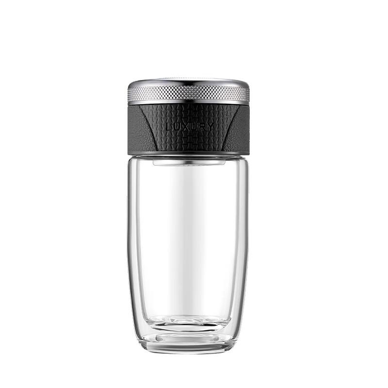KAILIN Double-Layer Glass Tea Bottle with Mechanical Temperature Display, 300ml