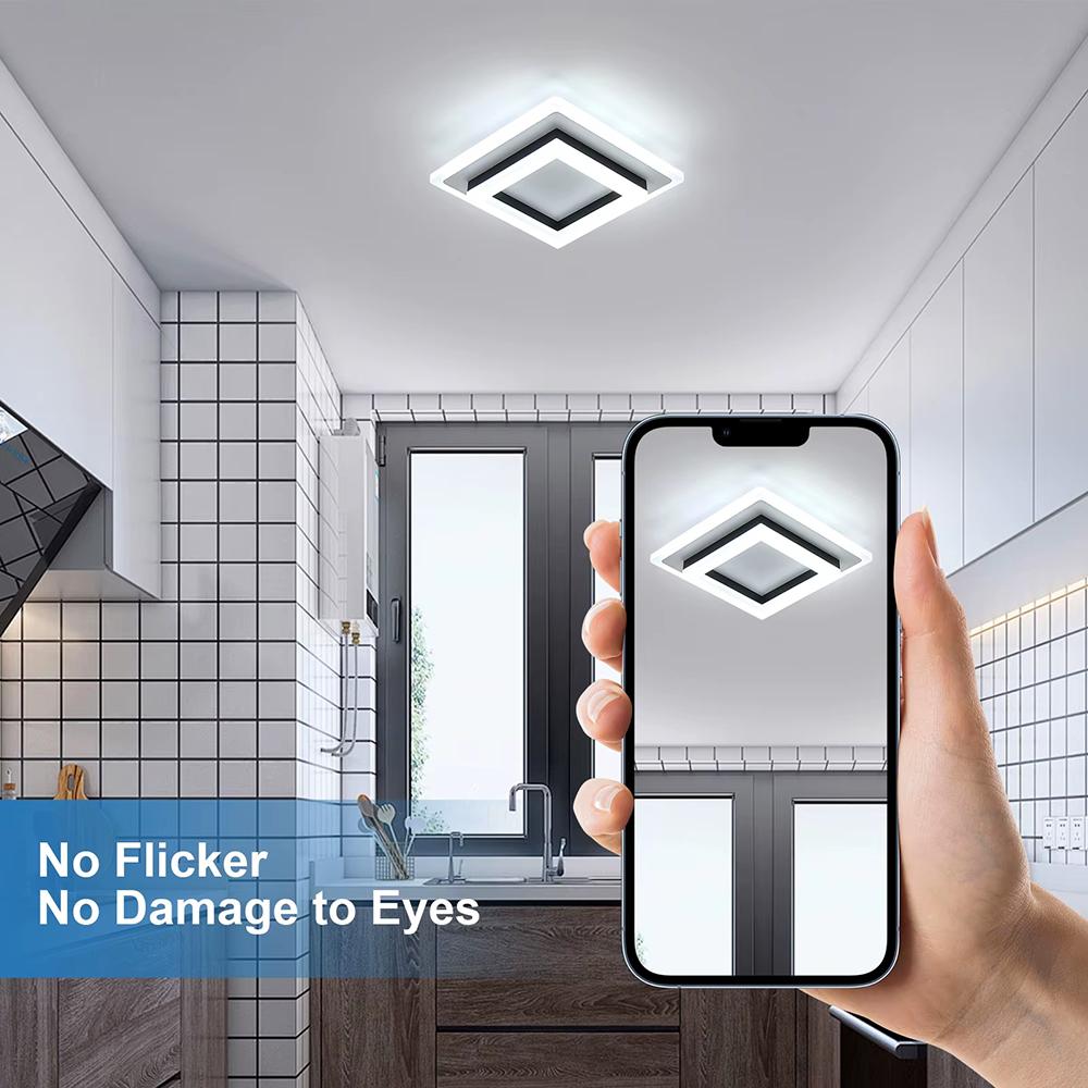 Quadratische Acryl Deckenleuchte Moderne LED Deckenlampe, Weiß 3-Farben-Licht Deckenleuchten für Schlafzimmer Büro Küche Wohnzimmer