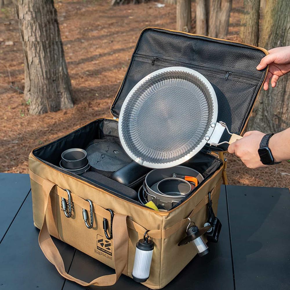 Camping Organizer Bag Camping Cookware Organizer Tote Bag 30L Ergonomic Handle Design Folding Duffel Waterproof For Drinks Pot
