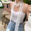 White Black Lace Long Scarf French Style Long Ribbon Trendy Neck Strap  Women