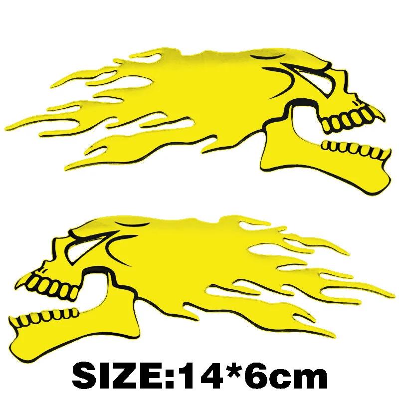 2 Stück 3D Flammen Geist Totenkopf Kopf Aufkleber Auto Motorrad Styling Dekoration Aufkleber Emblem Abziehbilder Auto Außen Dekor Zubehör