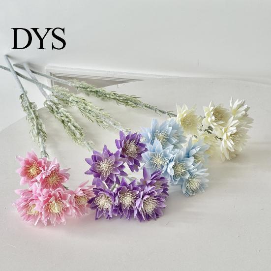 Decorative Fake Flowers Simulated Snow Lotus Artificial Flower Realistic Faux Silk Bouquet with 6 Indoor Full Blooms for Vase Floral Arrangement