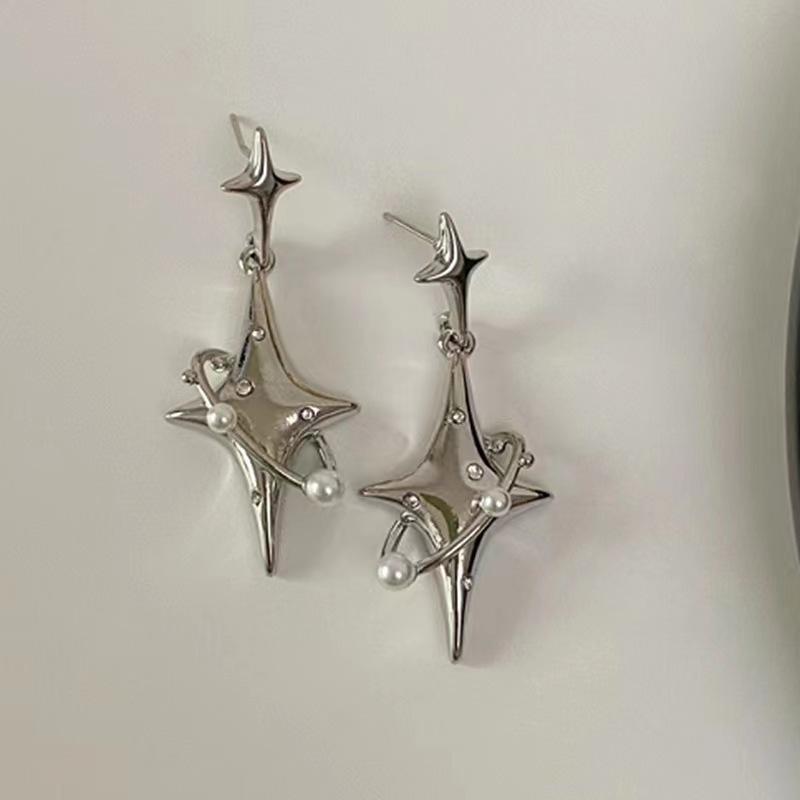 Star Series Starburst Diamond Earrings Women's Niche Design High-End Earrings Unisex Silver Needle New Unisex Earrings