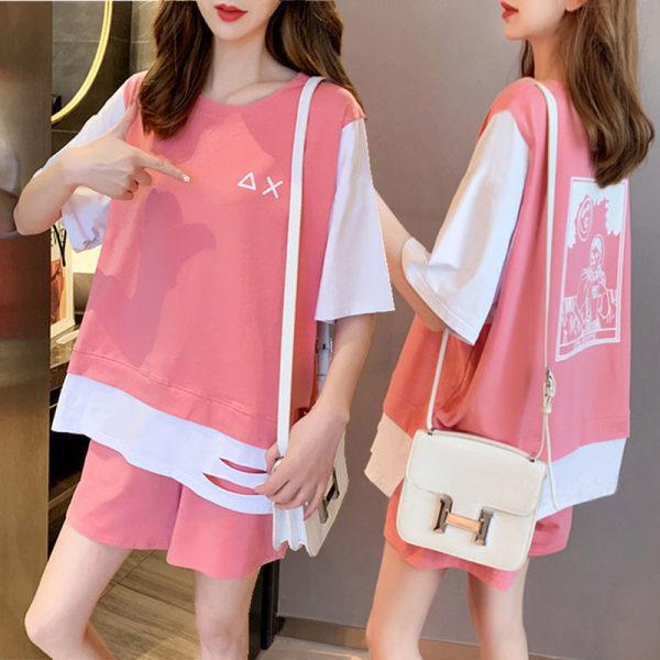 Summer Relaxed Sports Suit for For Women New Korean Style Fashionable Age-reducing Shorts Shorts and Running Two-piece Set