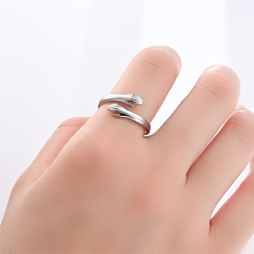 2025 new oil pressure love hug i love you always with you couple ring opening adjustable