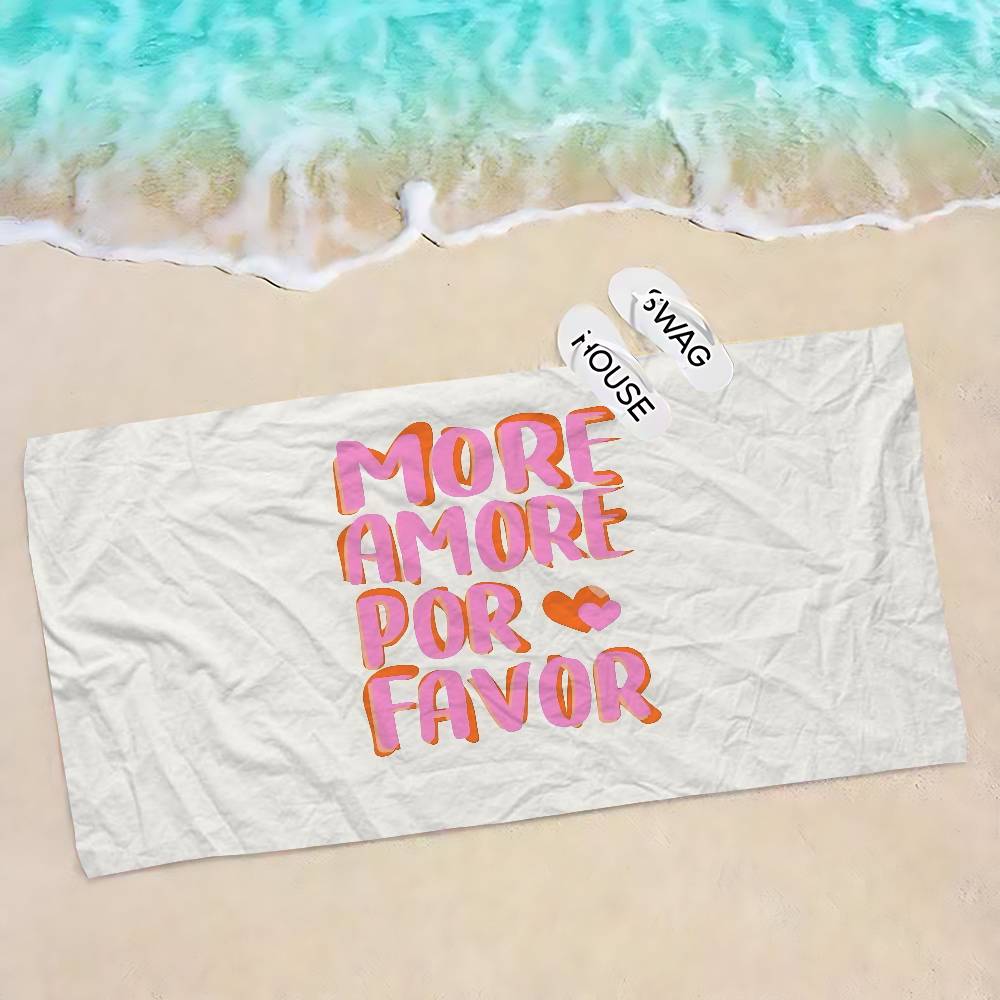 

More Amor Por Favor Colorful Bath Towel Microfiber Soft Water Absorbing Breathable For Girl Kids Decorative Cartoon Beach Towel W40*H60(CM)