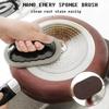 Reusable Emery Sponge Wipe With Handle Rust Grinding Brush  Kitchen Pot Cleaning Tool