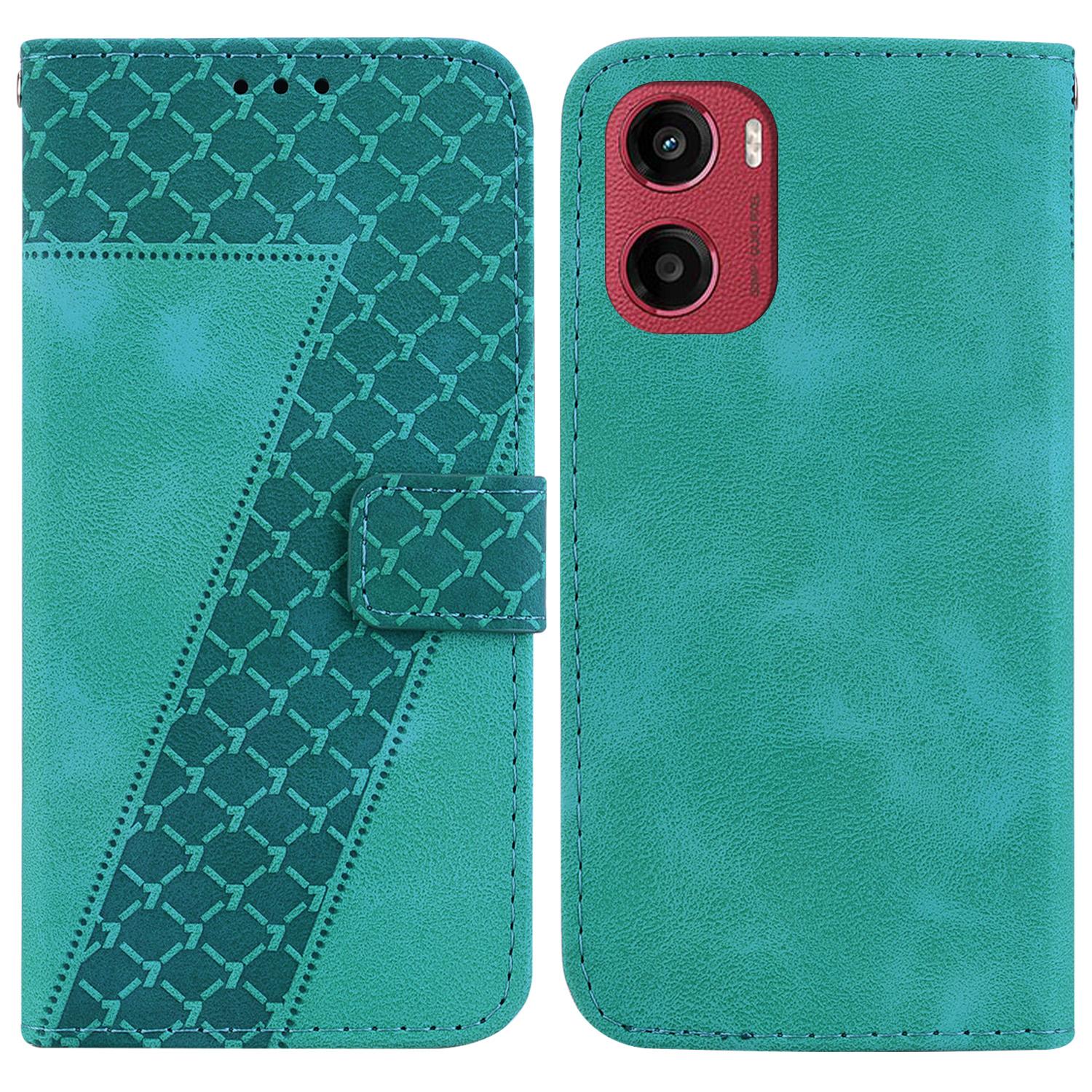 

For Motorola Moto G05 4G/E15 4G Stand Case 7-Shaped Pattern Imprint Leather Phone Cover E