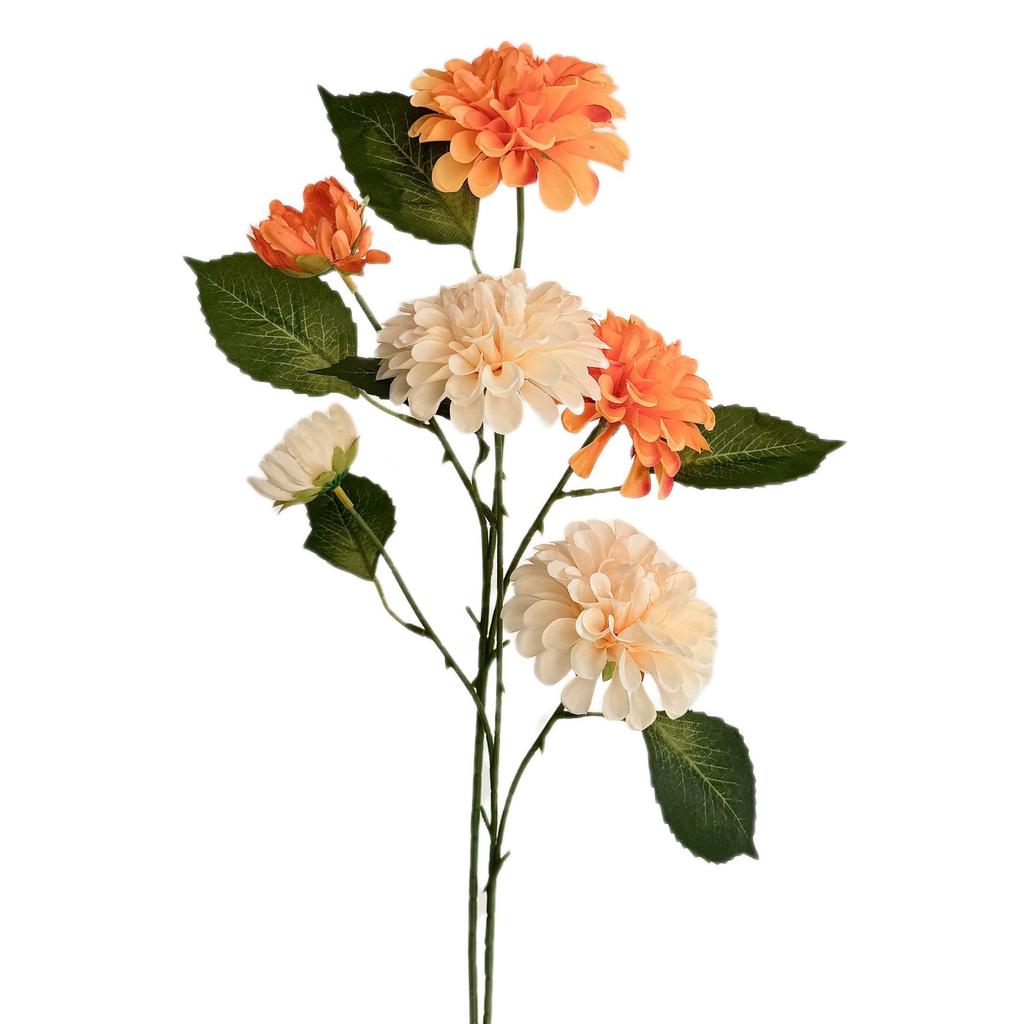 3-Head Dahlia Simulated Flower Silk Flower Fake Flower Dark Fragrant Ball Chrysanthemum Home Decoration Wedding Hall Flower Arrangement