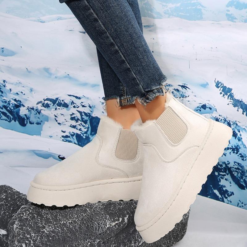fashion Snow Boots for Women Flat Heel Booties Ladies Ankle Boots Winter Footwear Boots Women Round Toe