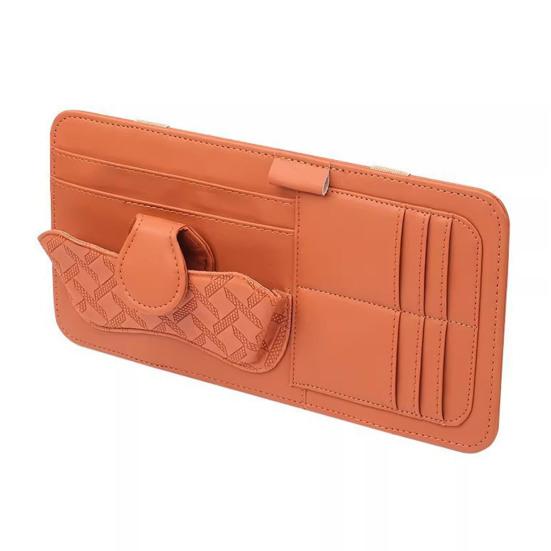 Leather Car Sun Visor Organizer Multi-Pocket Universal Car Accessory Wear-Resistant Car Storage Bag Safe Driving Design Quick Access for Cards