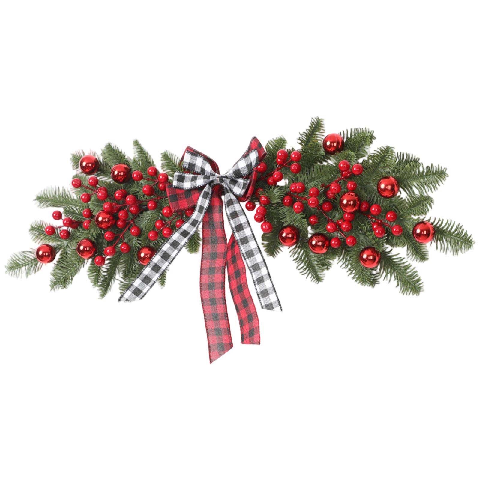 

Red Fruit Lattice Knot PE Christmas Decoration Door Lintel With Light Christmas Home Decoration Pendant One Size