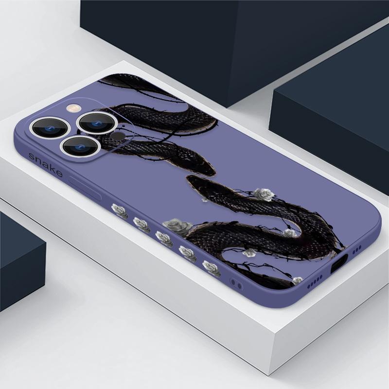 

Для iPhone 16 Pro Max 15 14 Plus 13 12 Mini 11 8 7 X XS защитный чехол с рисунком в форме змеи, тонкий противоударный чехол из ТПУ со шнурком iPhone XR ритм