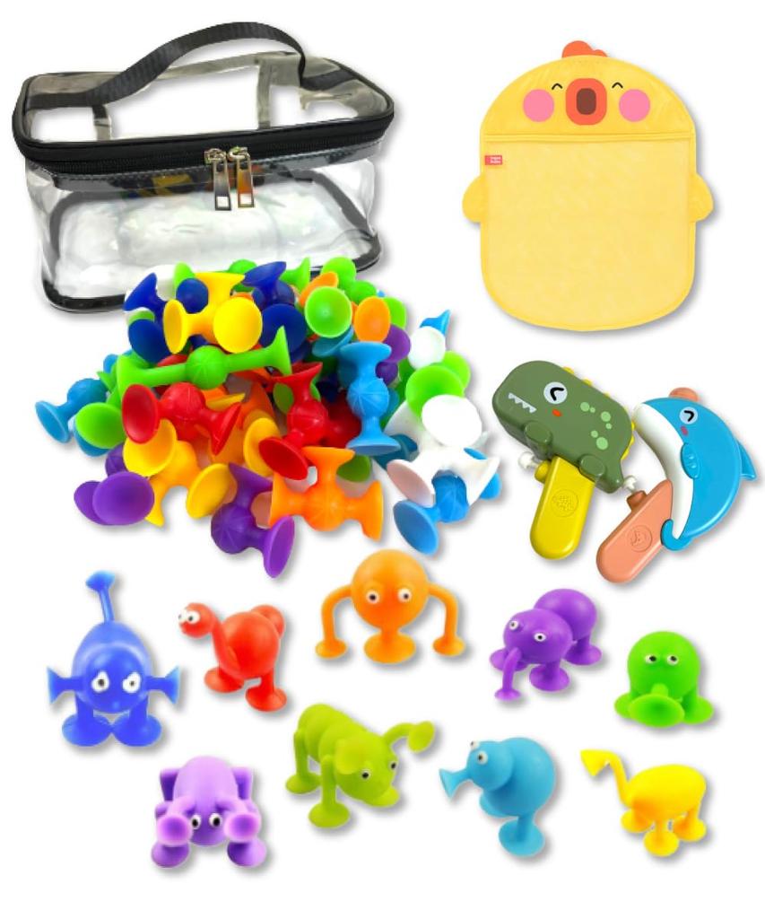 Petapon suction cup a set that makes bath time block 52 2 bottles of bath net a new type of block that can be attached to the educational suction bath