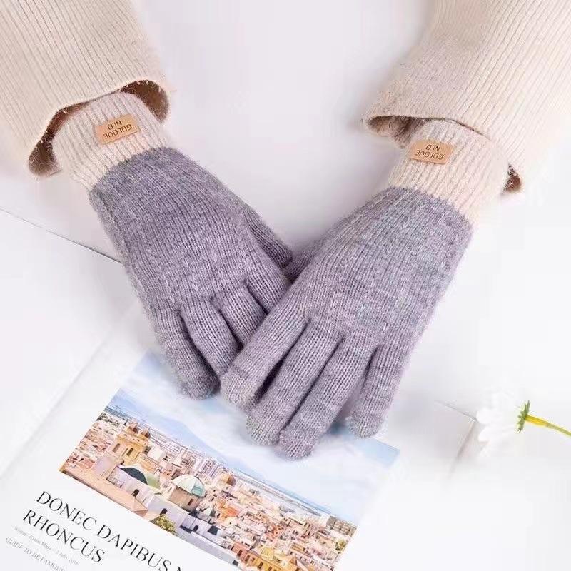 Korean Style Winter Touchscreen Knitted Gloves - Cute, Warm, Cold-Proof for Female Students & Cycling