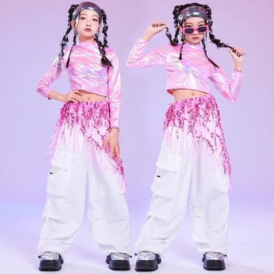 Clothes Jazz Dance Costume Set Kids Fashion Sequins Show Costumes Girls Catwalk Fashion Outfits Kids Hip Hop Hip Hop Dance