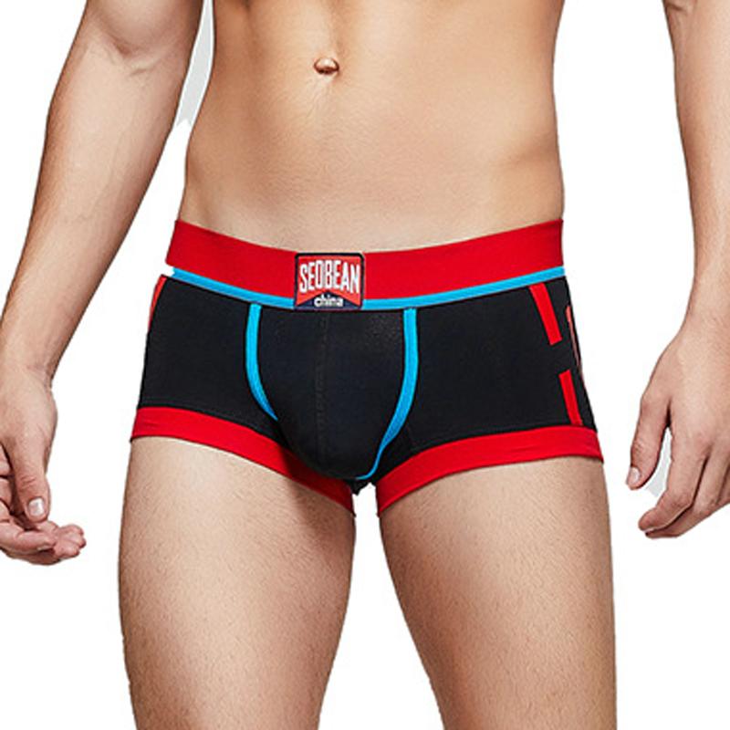 Men's Fashion Color Block Boxer Briefs Sexy Low Waist Male Boxer Shorts Comfor Breath Printed Underwear