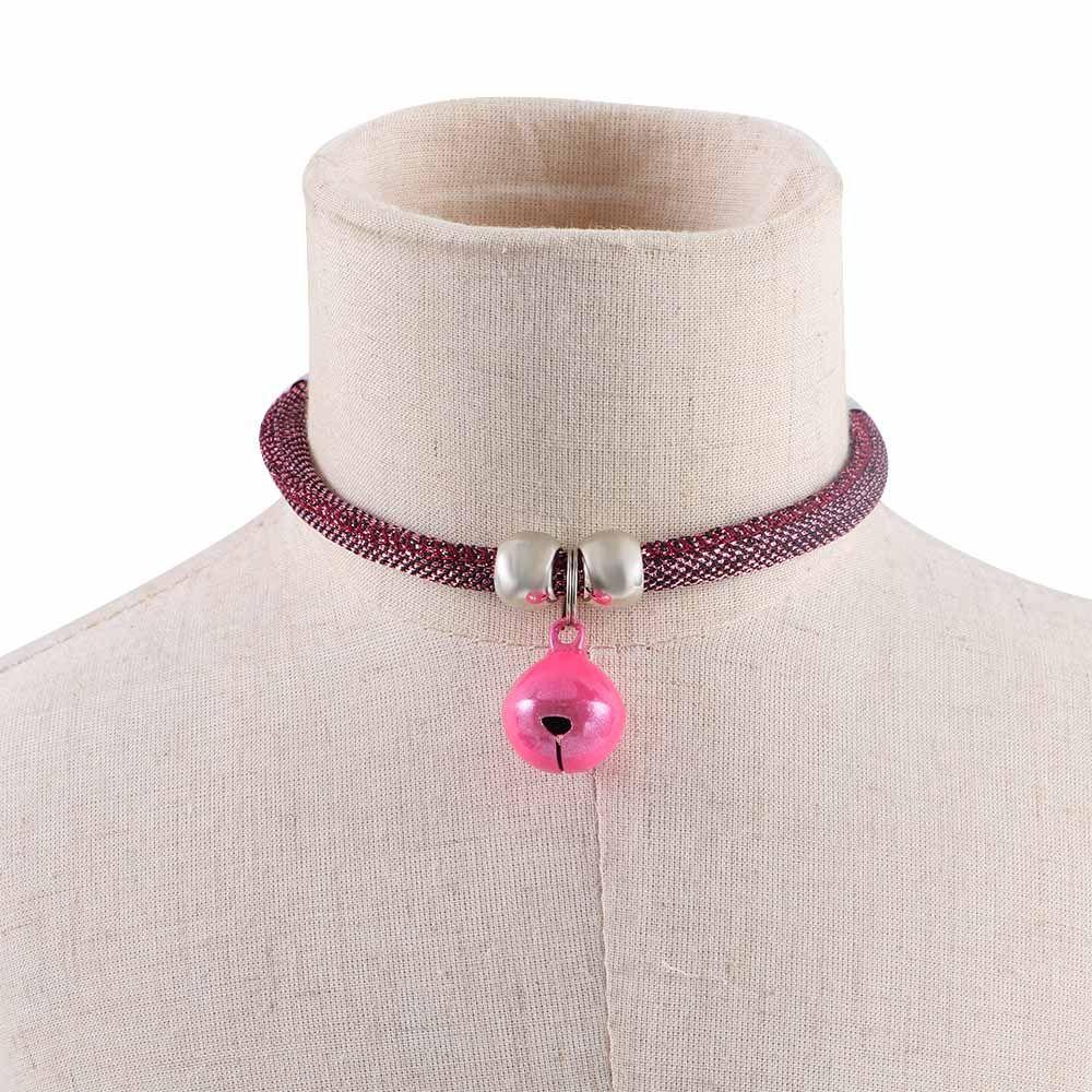 Fashion Pet Bell Collar Necklace Nylon Fabric Kitten Accessory Cats Collar With Extension Chain Cats Puppy Decoration Product