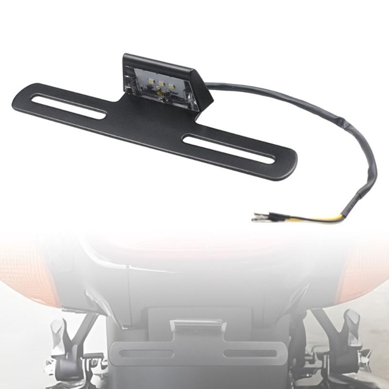 Aluminum Motorcycle License Number Plates Holder Frame with LED Light Tail Lamp LED Light Bracket