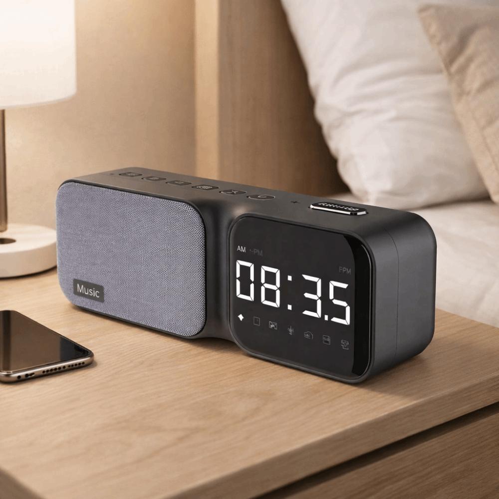FM Radio Bluetooth Speaker Wireless White Noise Device Digital Table Alarm Clock Sleep Soothing