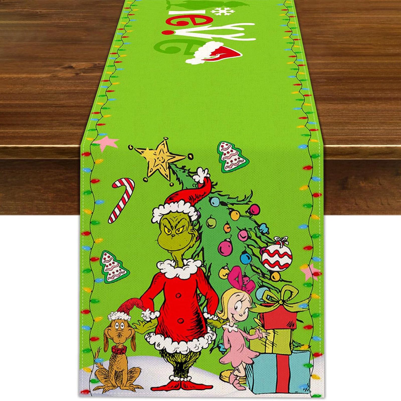 

13x72 Inch Mode Waterclor Plaid Christmas Trees Merry Xmas Table Runner, Seasonal Winter Holiday Kitchen Dining One Size
