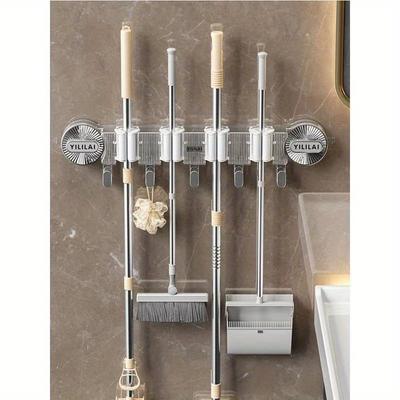 Přísavka Svorka na mop Závěs na stěnu Koupelna Věšák na koště Háček Bez děrování Toaleta Zacvaknutí Artefakt Svorka na mop Úložná police