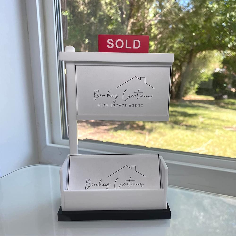 Real Estate Business Card Holder for Realtor Business Office Reception Tabletop