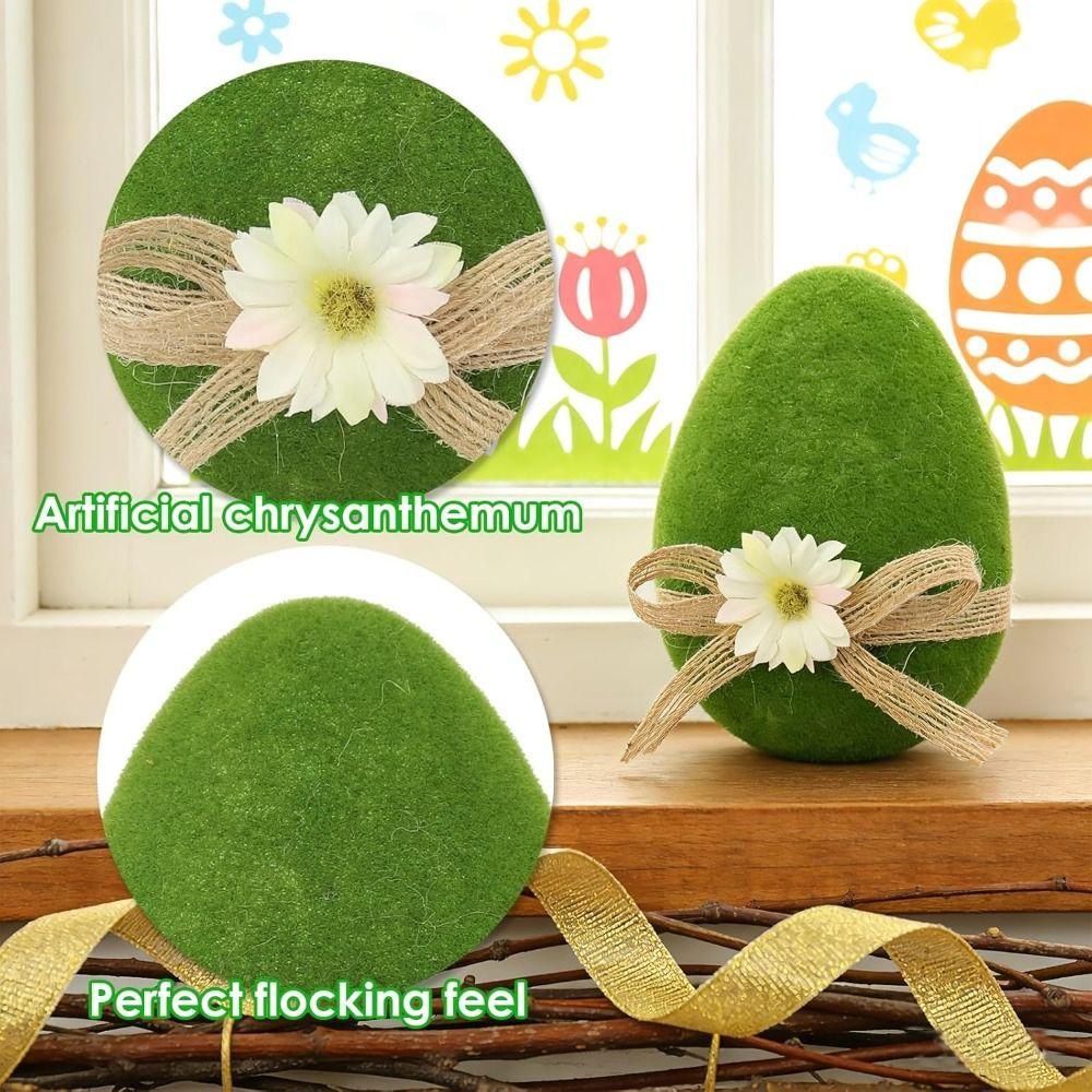 With Flower Bow Large Plush Egg Colorful Easter Egg Ornaments  Spring Party Decor