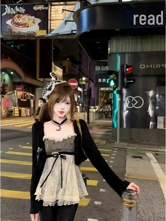 

Кардиган Ruixi Heartbeat Lover с кружевной пэчворк - Нишевый дизайн (R5768-X) M