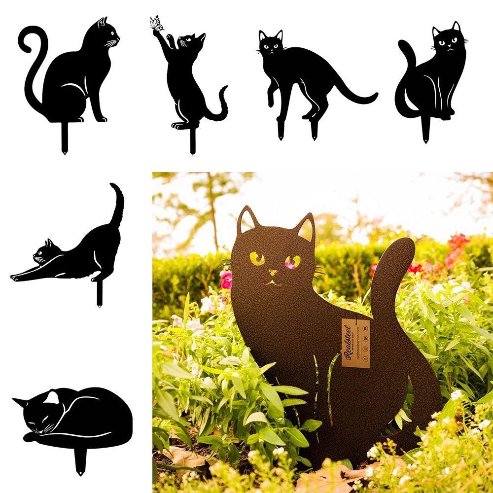 Eisenkunst Schwarze Katze Gartenstatue Silhouette Skulptur Außengarten Hinterhof Dekoration Wasserdichte Katzenfigur Hofkunst