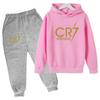 Ronaldo CR7 Stampa Idol del Calcio Abbigliamento Felpa per Bambini Set 2 Pezzi Tuta Pantaloni Tuta Sportiva per Bambini Ragazzi Abbigliamento per Bambine Tute Sportive