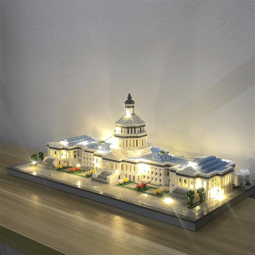 Knew Built Micro Mini Building Block with USB LED Light White House Toy Architecture Model Ideal Decorative Piece Home Office
