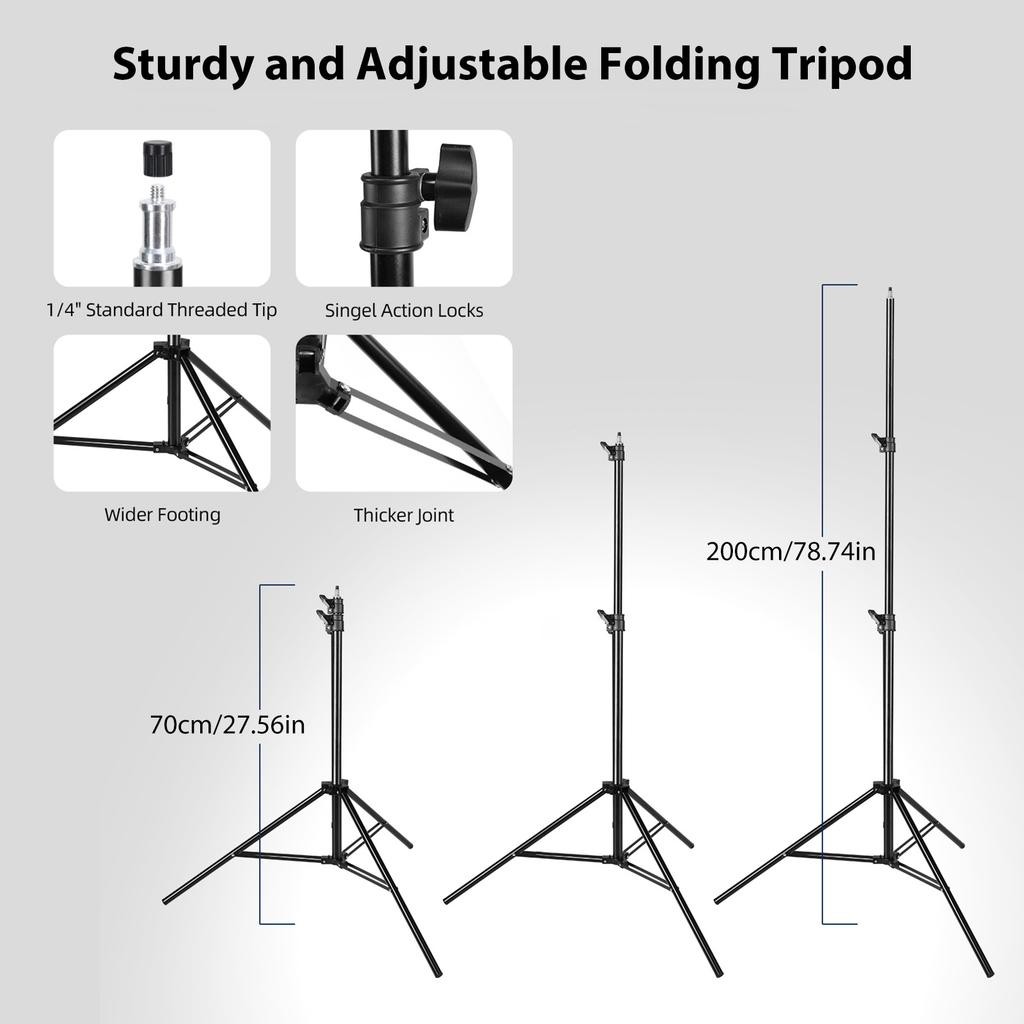 Photography Lights Kit with 85W Energy Saving Bulb and Remote Control for Live Streaming Portrait US Plug