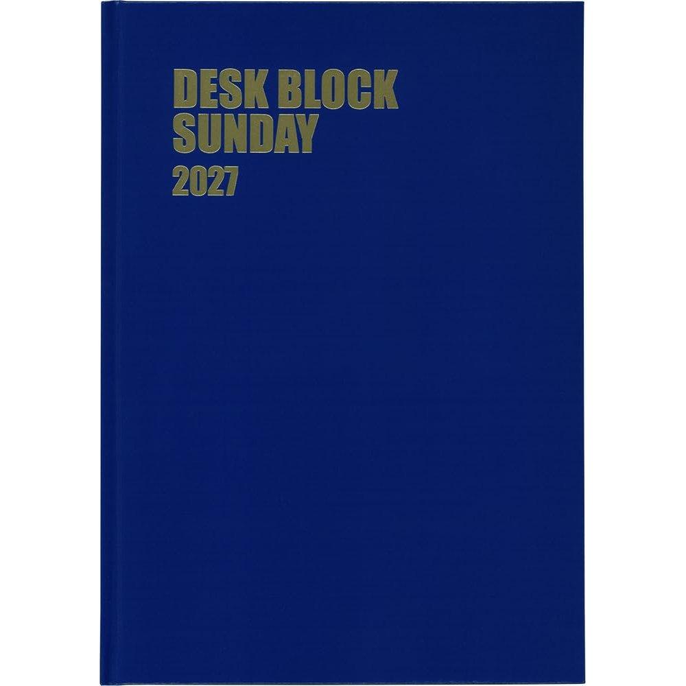 Hakubunkan Shinsha 2027 A4 Monthly Desk Block Planner Sunday Start 18 Months Blue No.239