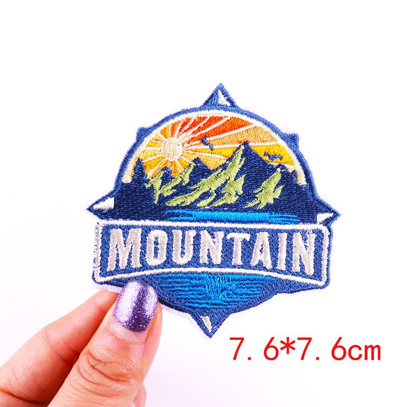 HOT MAM SUMMER Patch Outdoor Scenery Embroidered Patches For Clothes Iron On Patches For Clothing Backpack Embroidery Badges DIY